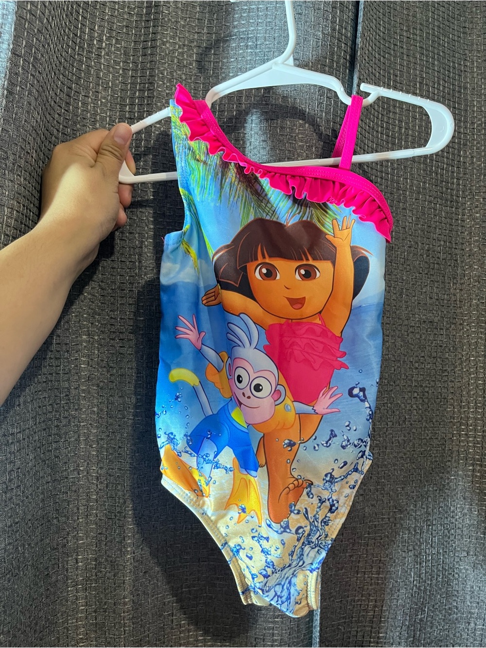 Nickelodeon Dora One-Shoulder Pink & Blue Kids Swimsuit